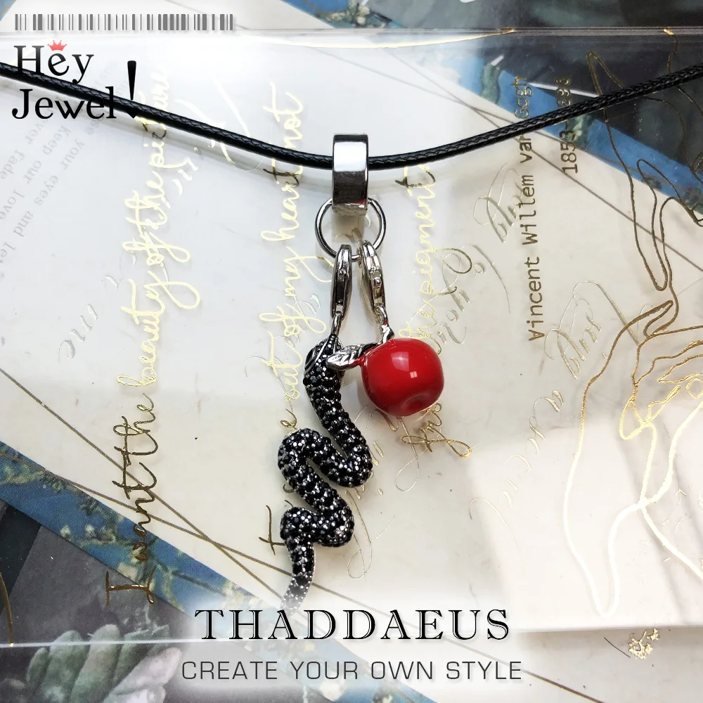 Подвеска на шею в виде кожаного ремешка под змеиную кожу и Apple Rope Chain 2017 925