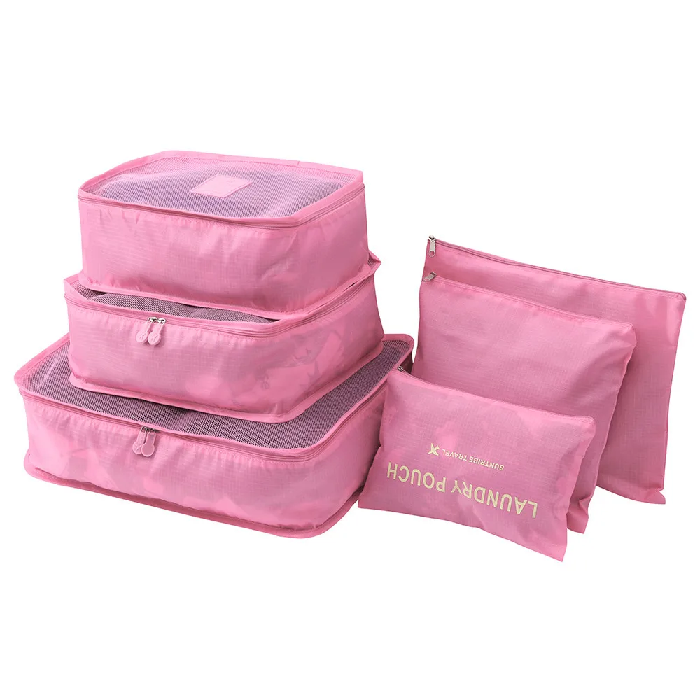 Hot Pink 6 шт. дорожный набор высококачественный чемодан-органайзер, одежда для белья, переносная сумка для хранения, сумка-Органайзер для багажа - Цвет: Hot Pink