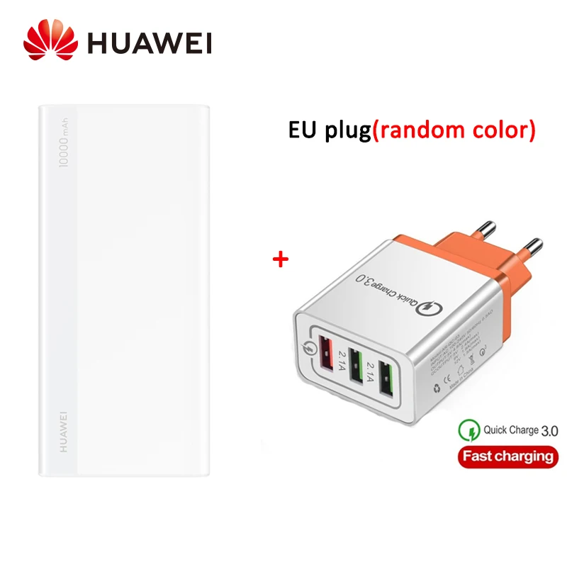 Micro add EU plug Huawei Мощность Банка 10000 мА/ч, максимальная 18 Вт Micro USB/Тип C Премиум литий-полимерный Батарея 12-Слои комплексной защиты безопасности - Цвет: Micro add EU plug