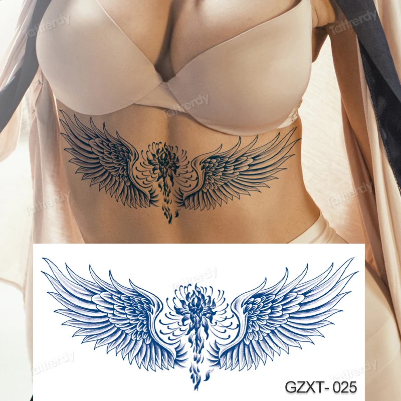 Angel Wings Tattoo For Girls On Stomach
