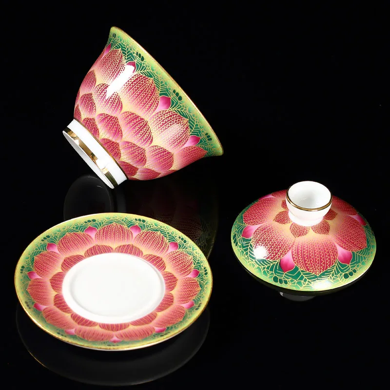 Gaiwan керамическая эмаль цвет расписанный вручную керамический пиалы для чая 150 мл чайная посуда для пуэр Пуэр Чайная чаша чашка блюдце набор крышек посуда для напитков