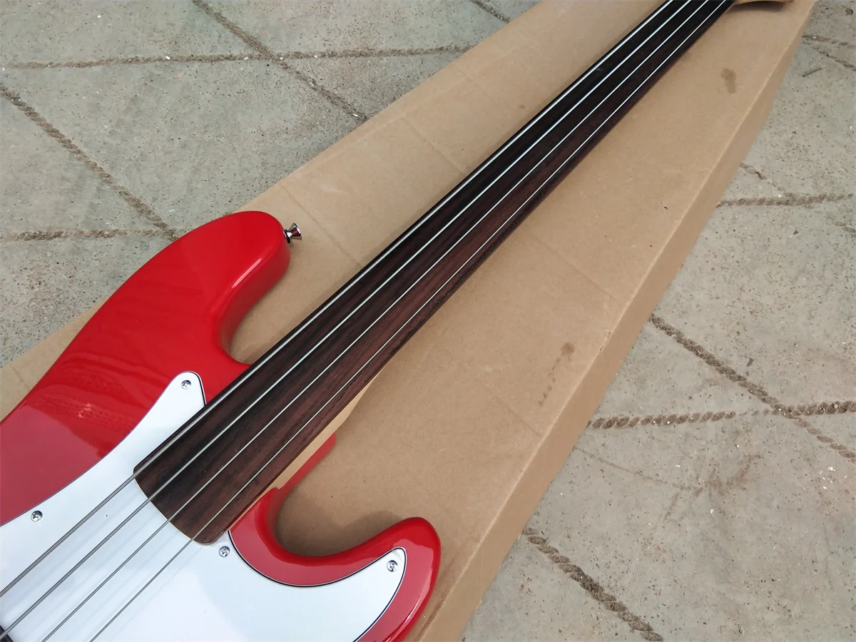 Red 4 Strings Electric Bass Guitar,Mahogany Body&Fretless Rosewood Fingerboard  BJ-447 448