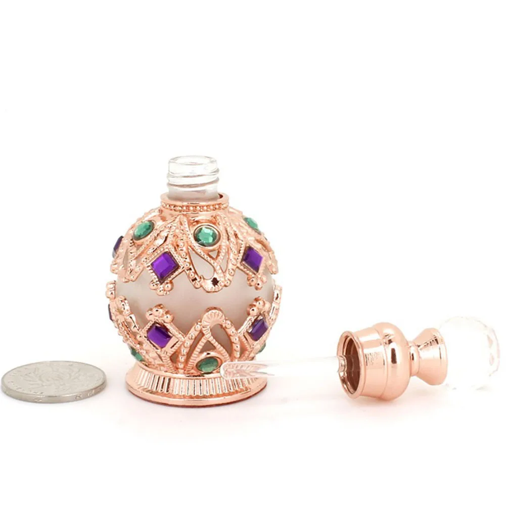 Vintage Parfümflasche Aus Glas & Metall - Gold, 14,2 G, Dekorativ & Nachfüllbar Für ätherische Öle