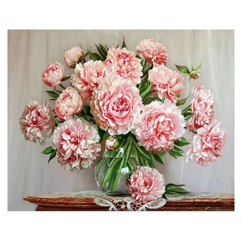 

Pink Tenderness DIY Digital Oil Painting Flower Landscape Handmade Oil painting Decorated with Frame