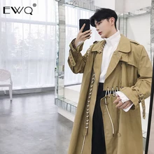 EWQ/Осенняя мода, новинка, трехмерный вырез, нижняя одежда, веревка, ассиметричная повязка, выше колена, Свободное пальто, тренд, 19H-a30