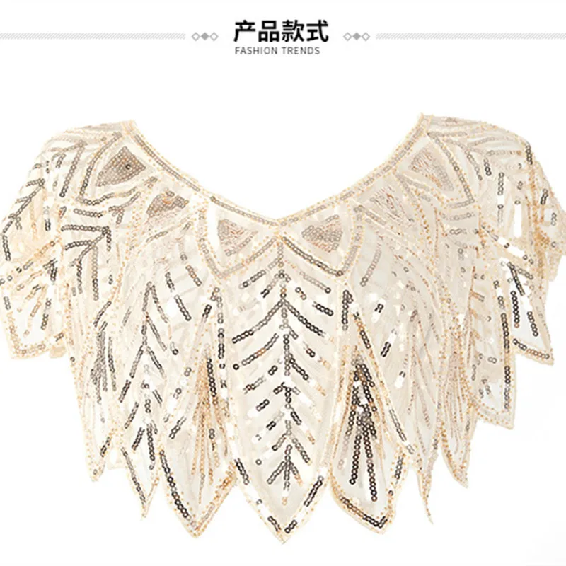 6 farben Sommer Perlen Elegante Schal Wrap Schwarz Spitze Bolero Frauen Kurzen Cape Pailletten Funken Jacke Shrug Capa – Detail 8