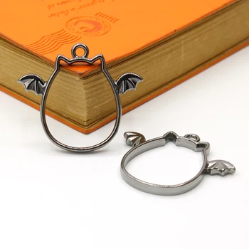 

Halloween Devil Shape Hollow Box DIY Necklace Keychain Jewelry Accessories UV Drop Plastic Alloy Open Frame 5 Colors 10pcs/Metal