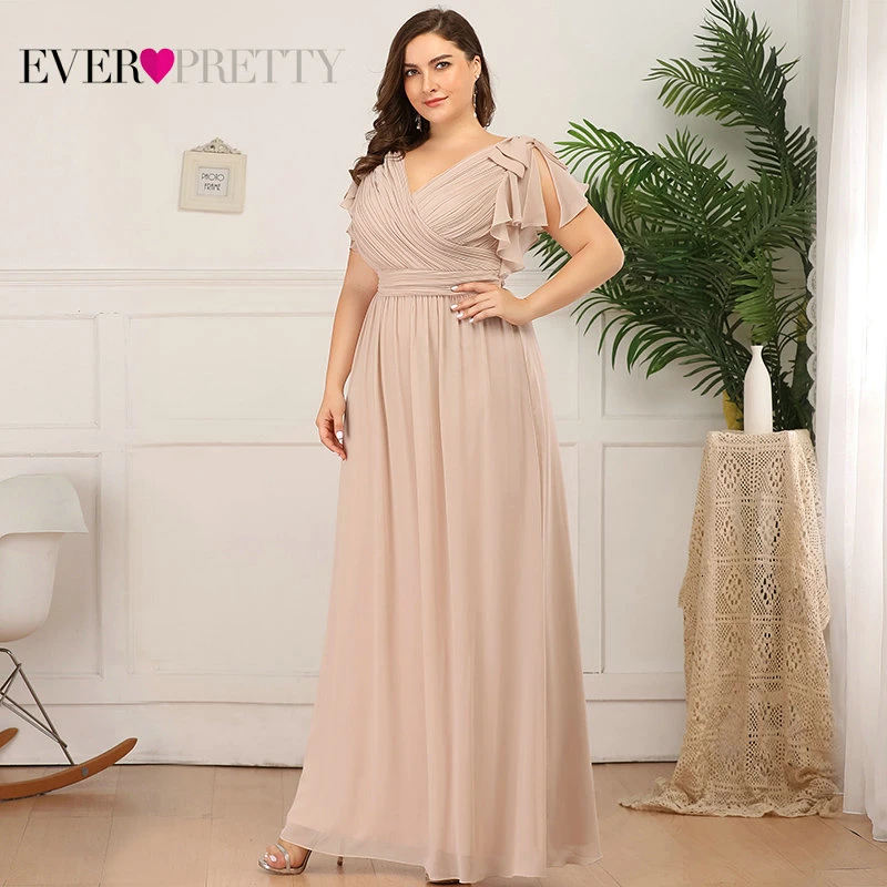 Платья для мамы невесты размера плюс Ever Pretty EZ07709 элегантные шифоновые темно-синие вечерние платья трапециевидной формы
