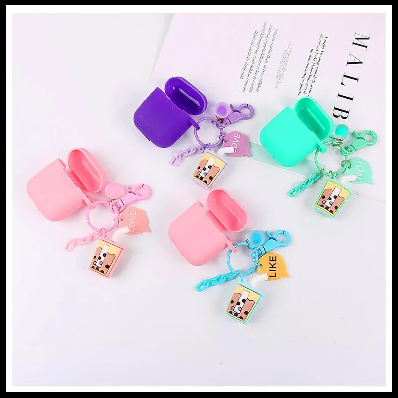 Новое милое Дутое Чай Airpods подвеска автомобиль, брелки для ключей, Для женщин девушке Подвески сумки брелок аксессуары любовники, брелок