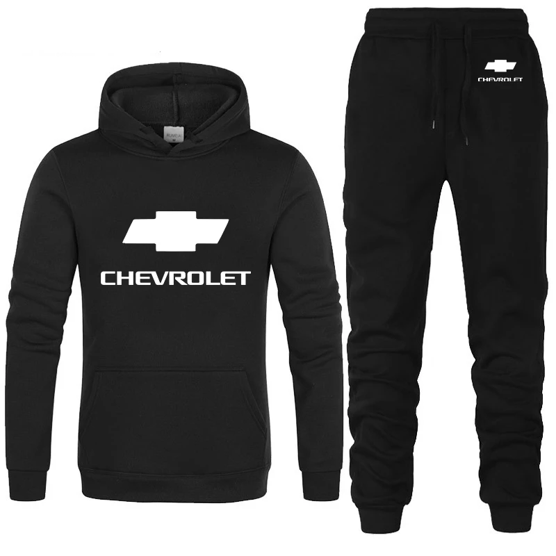 Толстовки для мужчин, автомобиль Chevrolet, принт логотипа, унисекс, толстовка, модные мужские худи, хип-хоп, harajuku, повседневные флисовые толстовки, штаны, костюм из 2 предметов - Цвет: 803
