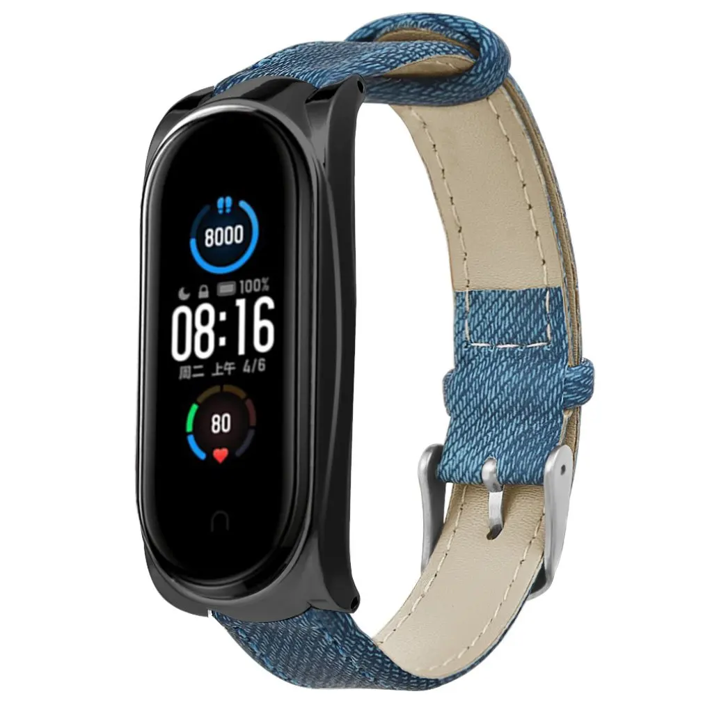 Кожаный ремешок в полоску с пряжкой для Xiaomi Band 4 3 совместимый Mi аксессуары