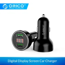 ORICO UPK-2U салона автомобиля Зарядное устройство с ЖК-дисплей Экран Быстрая Зарядка адаптер для мобильных телефонов и планшетов с двойным выходом USB автомобиля Зарядное устройство