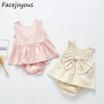 

2020 Summer Newborn Baby Girl Clothes Suit Infant Girls Outfits Bow Sleeveless Vest Tops + Shorts 2 Piece Set Baby Clothing Sets