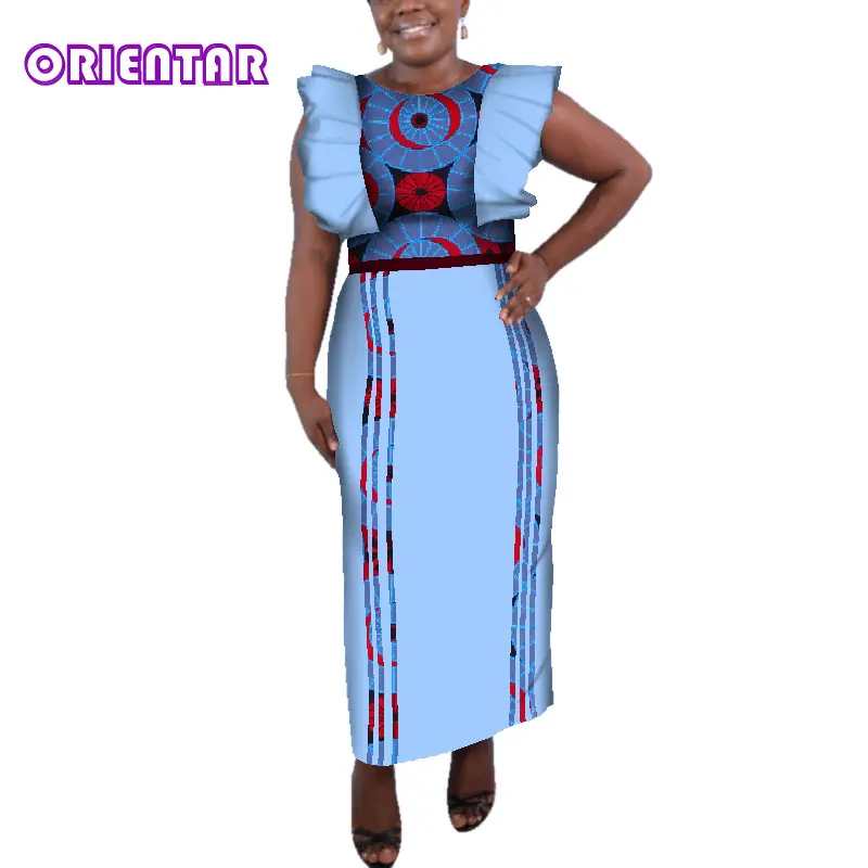 Модные африканские длинные платья для женщина классический принт с рукавом-бабочкой Дашики платье макси частный настраиваемый одежда