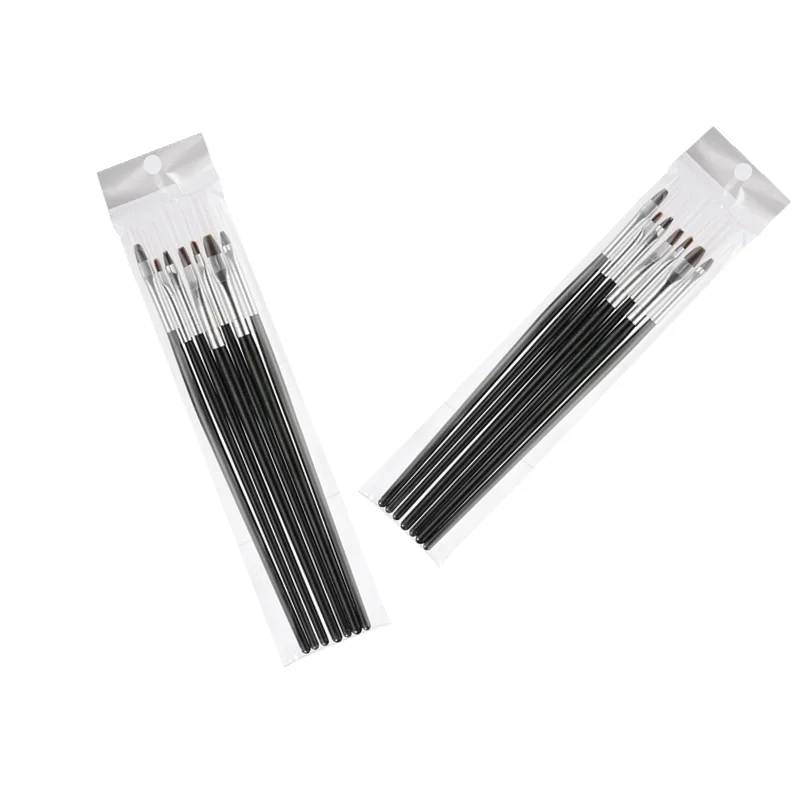 Black 7Pcs with Different Sizes DIY Nail Art Design Painting Brushes  Polish Brush Set UV Gel Nail Painting Brush Kit 6