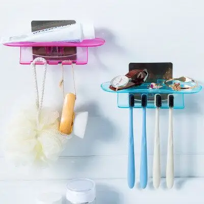 Bathroom Toothbrush Storage Shelf Strong Suctorial Toothbrush Shelf ya gao jia Combination Washing Set UMBRA
