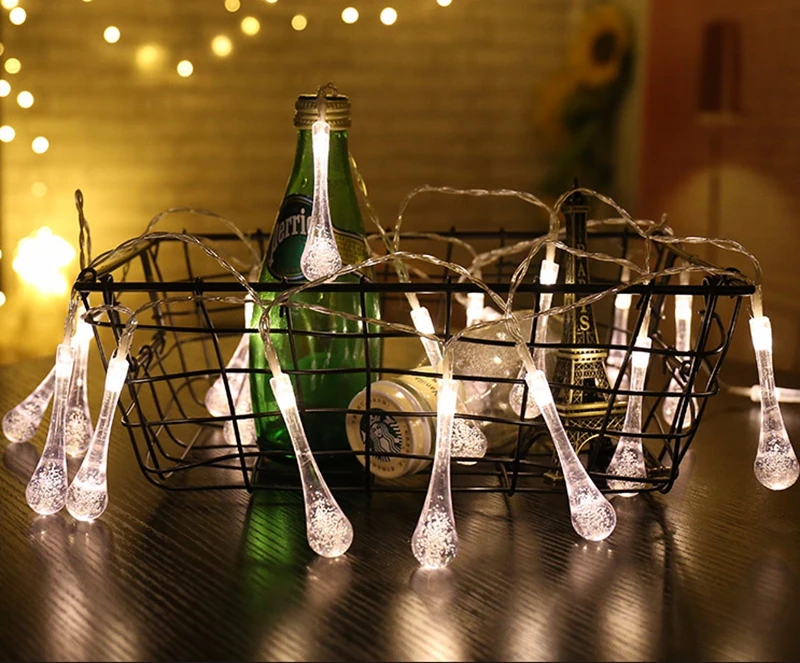 Капли воды Свет Строка 10 м/20 м Led110V/220 В Рождество Свадьба Сад Новый год вечерние украшения