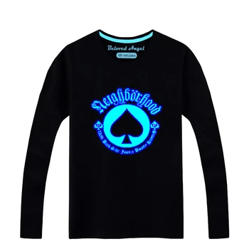 

Autumn Luminous T shirt for Boys Girls Children Clothing Black Red Blue Color Casual Teenager Long Sleeve Tops Kids Tees Clothes