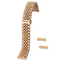 Premium Solid Stainless Steel Universal Watch Band with Curved Ends - 22mm (Rose gold)