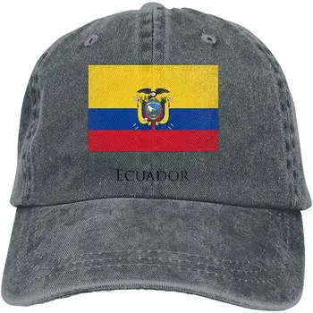 

Unisex Adults Vintage Washed Baseball Cap Adjustable Dad Hat - Ecuador Flag Black