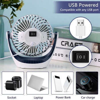 

Desk Fan Small Table Fan With Strong Airflow Ultra Quiet Portable Fan Speed Adjustable Head 360°Rotatable Mini Personal Fan For