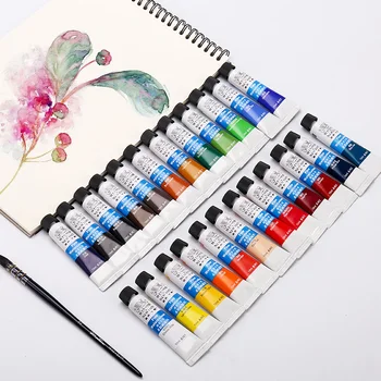 

10ml Watercolor Paint Set 12/18/24 Colors Tube Color Pigments Beginner Portable Boxed Sketch Set School Stationery Art Supplies