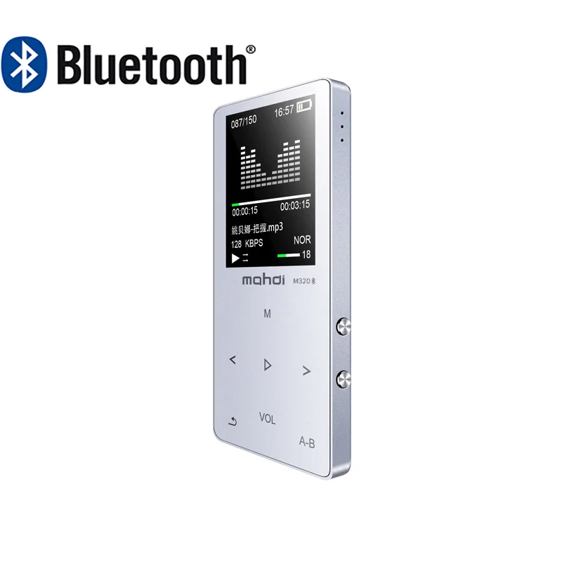 Оригинальные металлические сенсорные клавиши Bluetooth MP3-плеер 8 Гб Встроенный громкий динамик мини музыкальный плеер с fm-радио диктофон электронная книга - Цвет: Серебристый