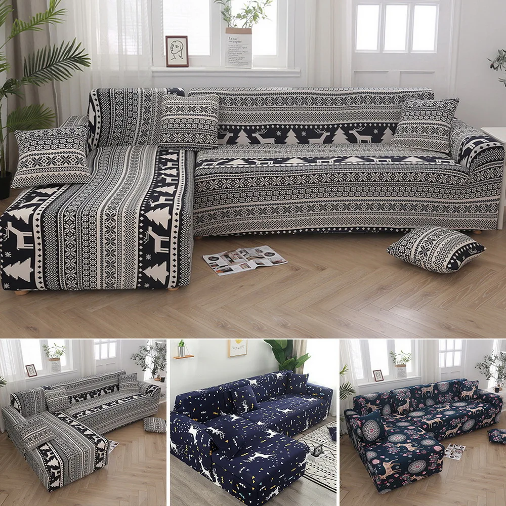 Рождественский стиль, чехол для дивана, хлопок, эластичный чехол для дивана, чехлы для дивана, для гостиной(необходимо заказать 2 шт.), подходит для углового дивана