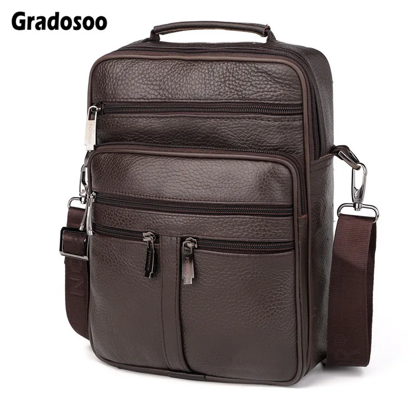 

Gradosoo PU Leather Men Bag Multifunction Messenger Bags For Men Shoulder Crossbody Bags Fashion ipad Business Bags Male LBF662