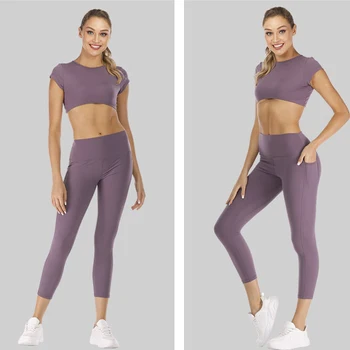 

Seamless 4pccs women yoga set gym clothes leggings + shorts + cropped bra sport suit female bra suit wear gym sports clothes