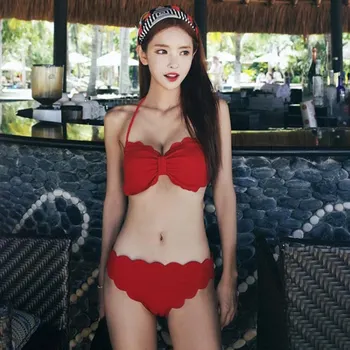 

Floral Side Sweet Bikini Sexy Push Up Bra Set For Women High Waist Halter Cross Strap 2019 Comfortable And Breathable Stylish