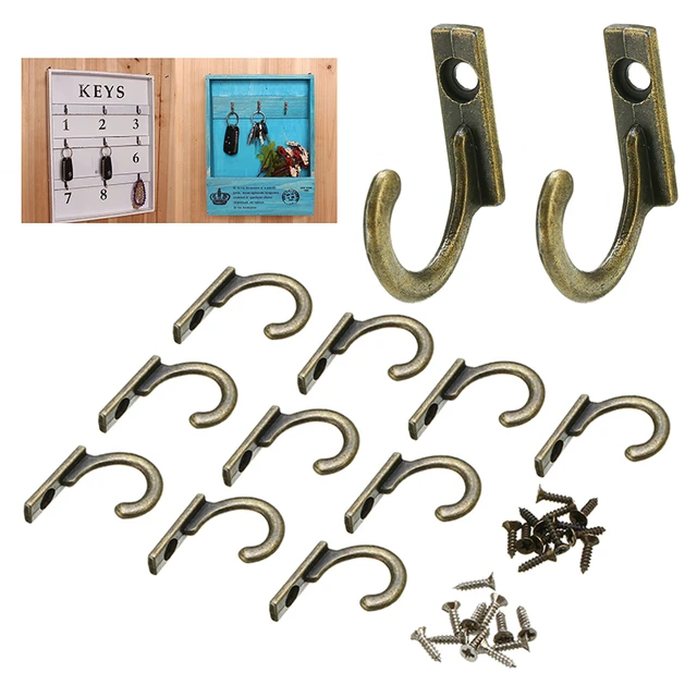 10pcs Antique Coat Hook Wall Mounted Key Hook With Screws For Home