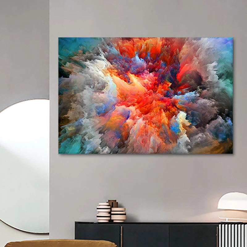 COLORFUL ABSTRACT CLOUDS ON CANVAS