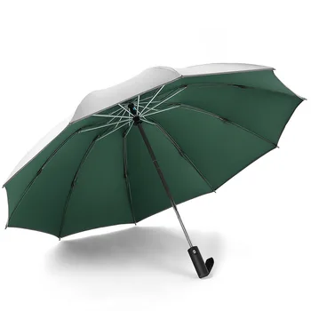

Ten-bone black glue automatic reverse umbrella folding double umbrella for men and women in sunny and rainy days