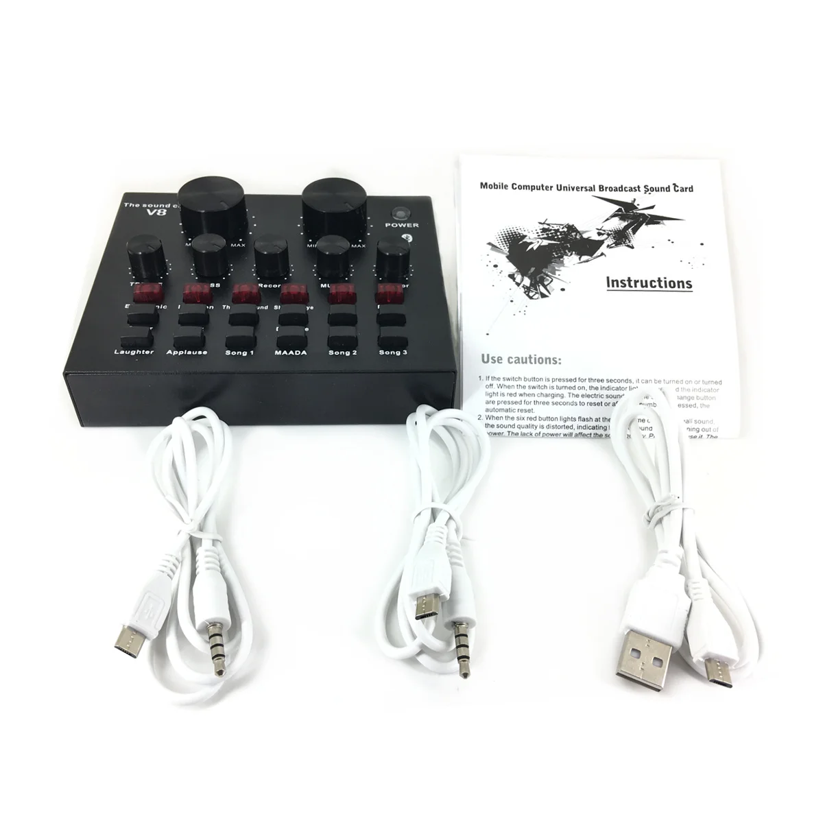 V8 USB звуковая карта 12 звуковых шаблонов Аудио Микрофон веб трансляция Внешняя с