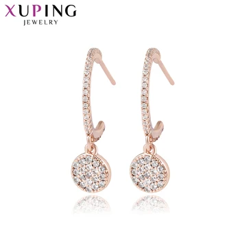

Xuping Delicate Round Geometric Rose Gold Color Plated Earrings for Women New Arrival Trendy Style Jewelry Gifts 80311