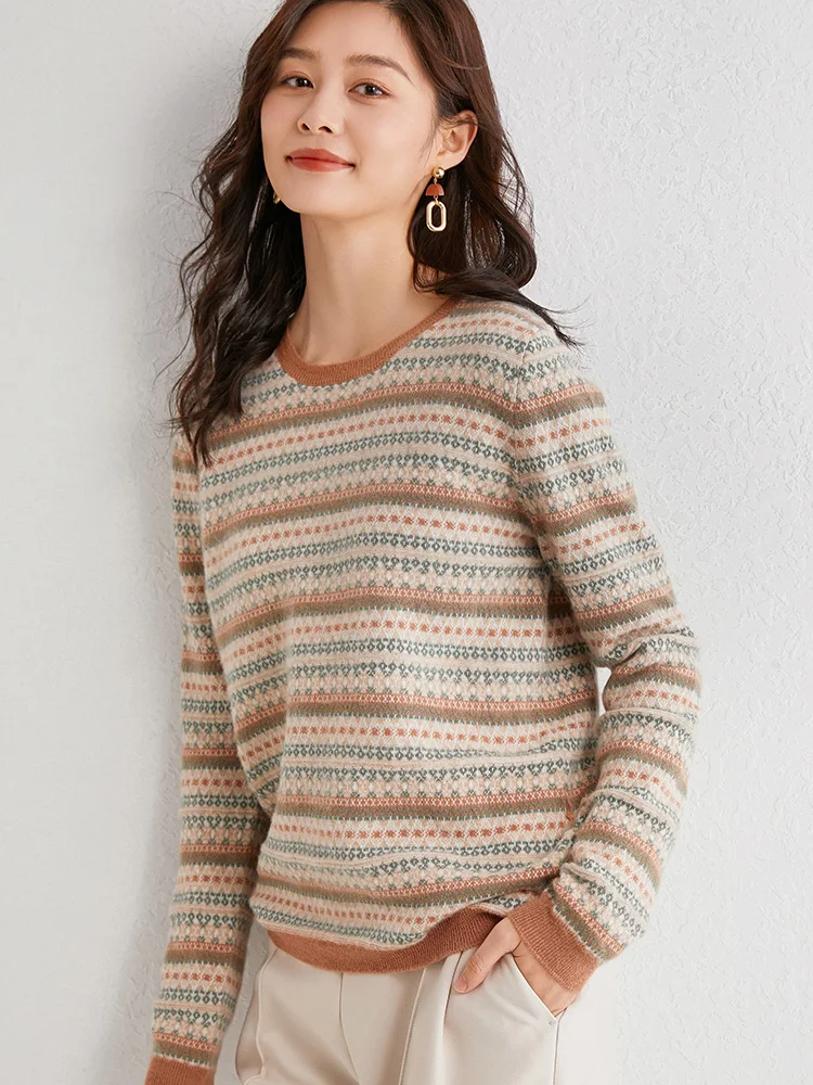 Nordic Classic Sweater 100% Wool O-neck Knit