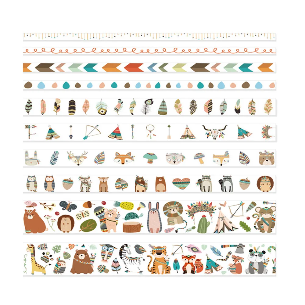 10pcs Cute Cartoon Animals washi tape DIY decoration scrapbooking planner masking tape adhesive tape label sticker stationery - Color: A6