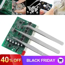 3 шт./компл. 1,2 мм Нержавеющая сталь электронные пинцет прямой локоть шлифовальный электронный набор пинцетов ПВХ упаковка