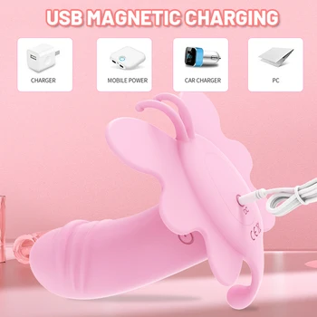 Remote Vibrator Dildo Butterfly Wearable Vibrating Panties Female Masturbators Nipple Clitoris Vagina Massage Sex Toys For Women 6