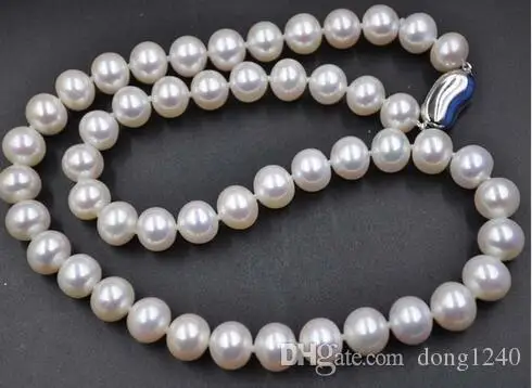 

Beautiful very bright 9-10mm white real pearl 925 necklace brooch