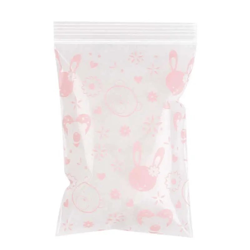 Pink Rabbit Small Plastic Zipper Bag Ziplock Bag Ziplock Pill Packaging Pouches Mini Zip lock Bags Plastic Packaging Bags 100pcs 6