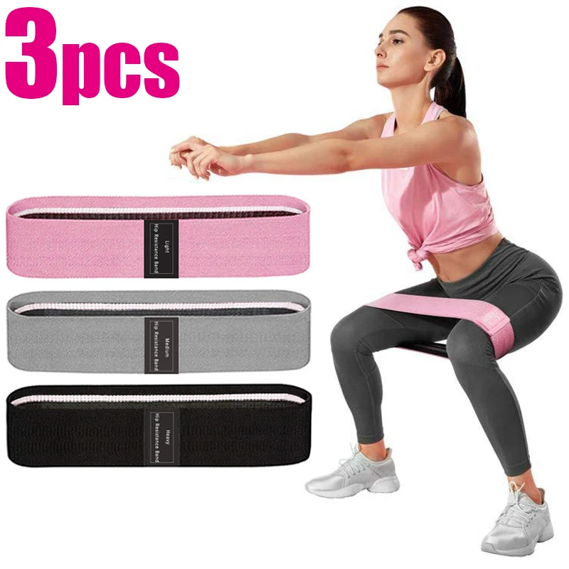 3PCS Resistance Bands Set HIP CIRCLE Glute fabric Leg Squat yoga Gym Exercise 