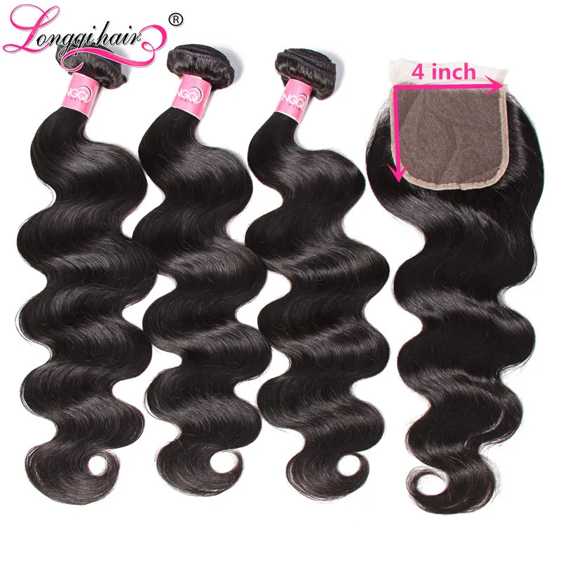 Longqi высокое соотношение бразильские волнистые пучки с закрытием Remy человеческие