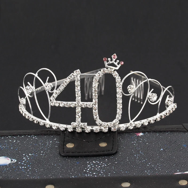 

40th Crystal Birthday Party Tiara for Women Birthday Queen Crown Headband Happy 40 Birthday Party Decorations Supplies