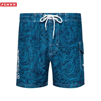 

FGKKS Brand Men Beach Shorts Summer New Men's Print Simple Embroidery Shorts Drawstring Casual Beach Shorts Male