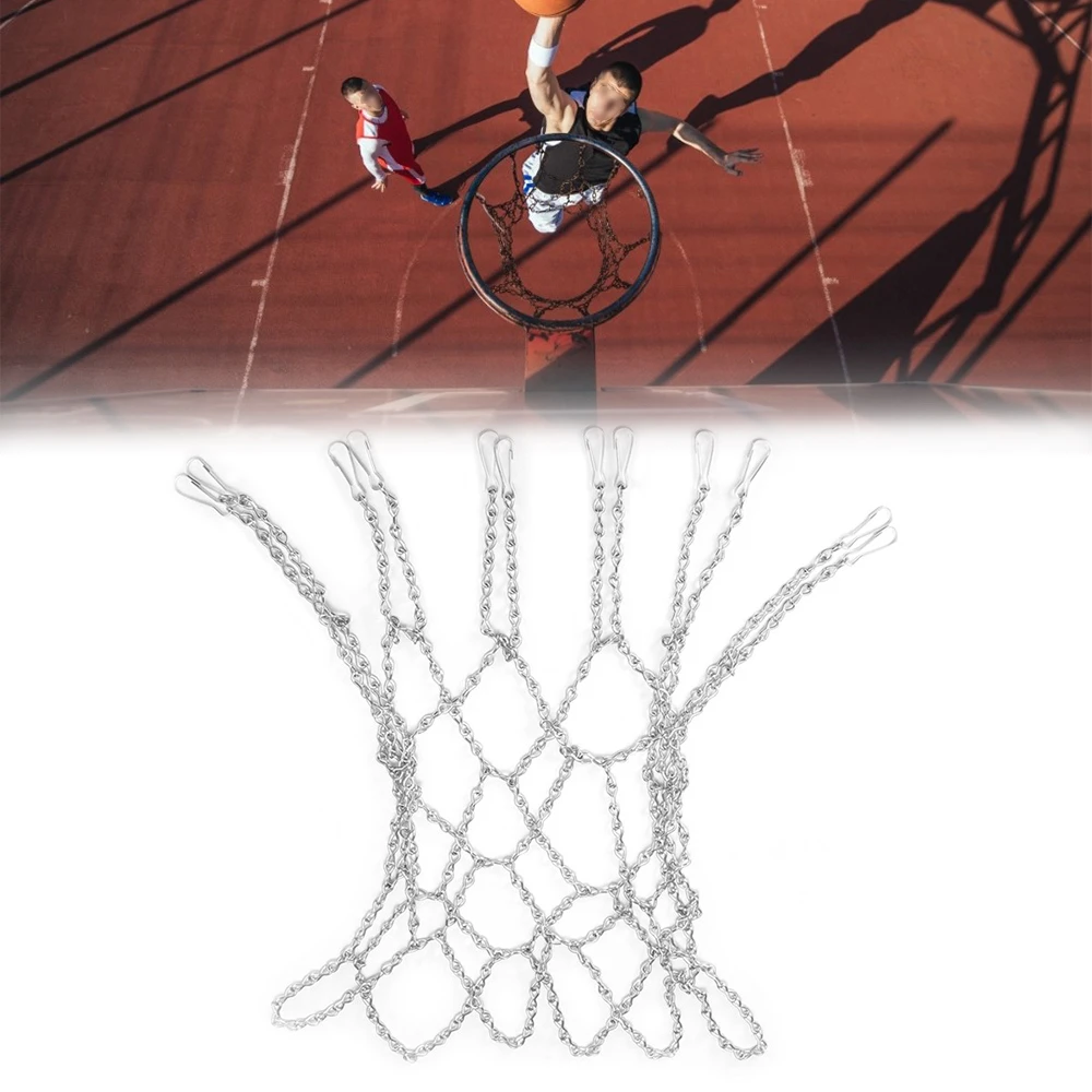 

Basketball Metal Chain Net Zinc Steel 12 Loops Silver Rust-Proof Design Standard Fit For Hoops Easy Attachment Heavy