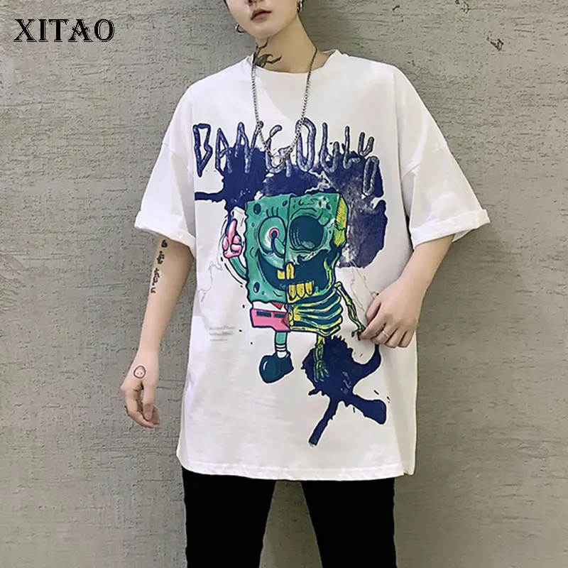 

XITAO Occident Style Cartoon Anime Print T Shirt Fashion Personality Loose Trend Graphic Tees Women Plus Size Tshirt New DMY3487