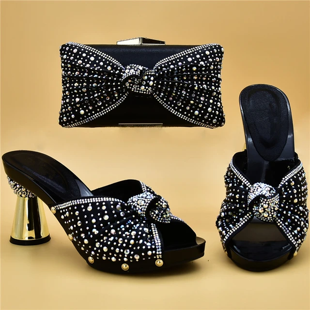 Italian Shoe and Bag Set for Party In Women Matching Shoe and Bag Set Decorated with Rhinestone Designer Shoes Women Luxury 2020