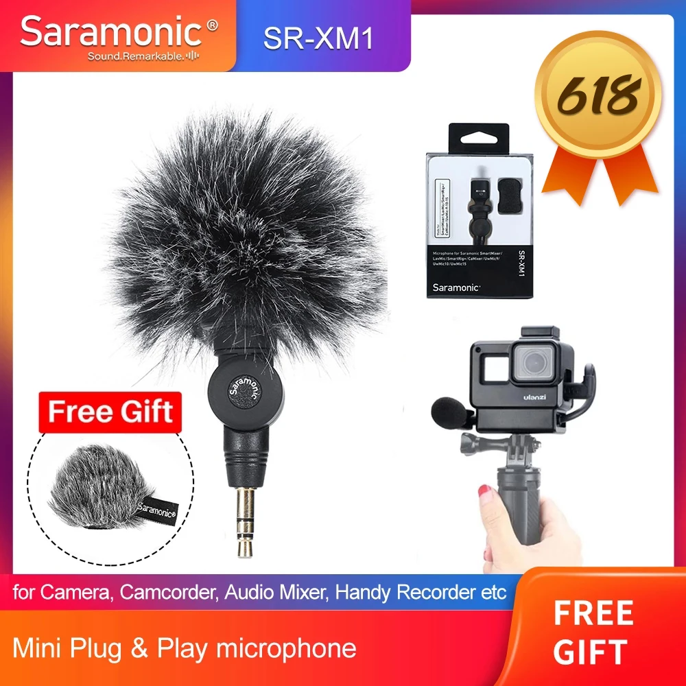 Saramonic SR-XM1 Plug & play Mini TRS Condenser Microphone for Camera Camcorder Audio Mixer Handy RecorderOsmo Pocket